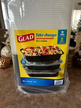 GLAD Take-Aways Black Food Storage Containers with Lids - 70 Pack